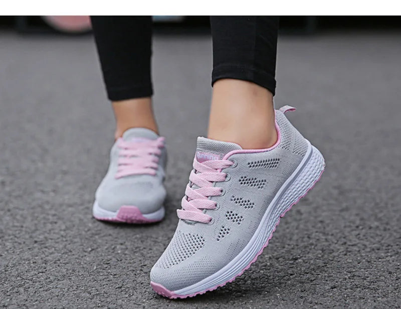 Women Sneakers  Fashion Breathable Walking Mesh Flat Shoes Sneakers Women 2021 Gym Vulcanized Shoes White Female Footwear