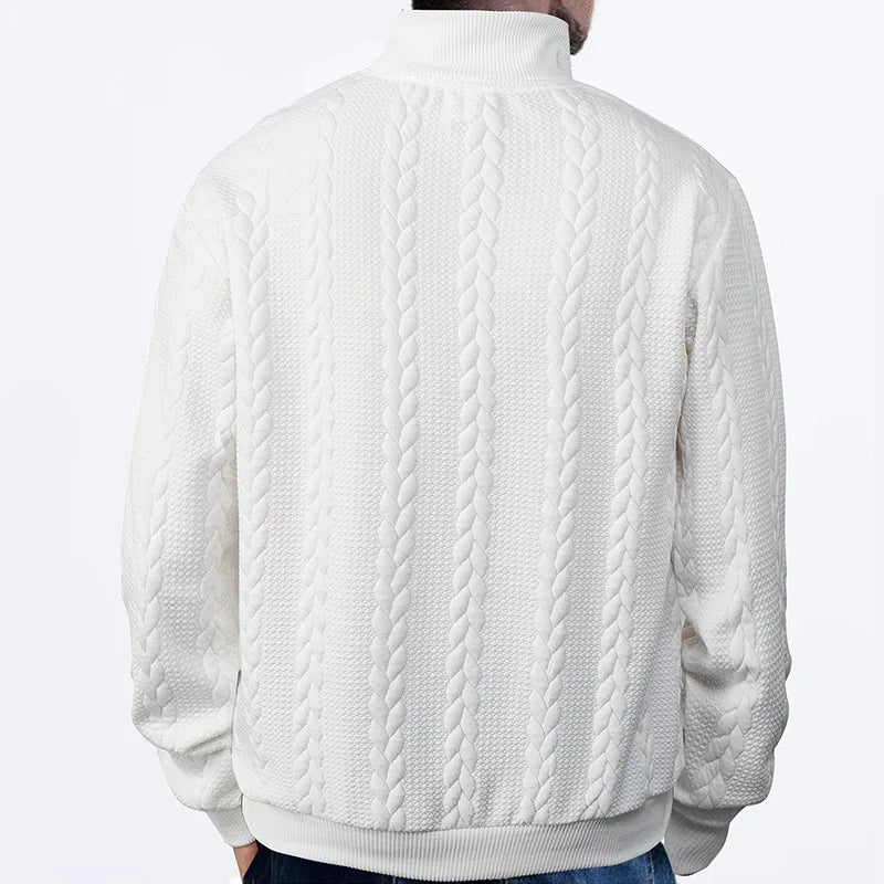 JUMPER Casual stand-up collar zipper pullover loose knitted jacquard autumn and winter long-sleeved sweater men's top