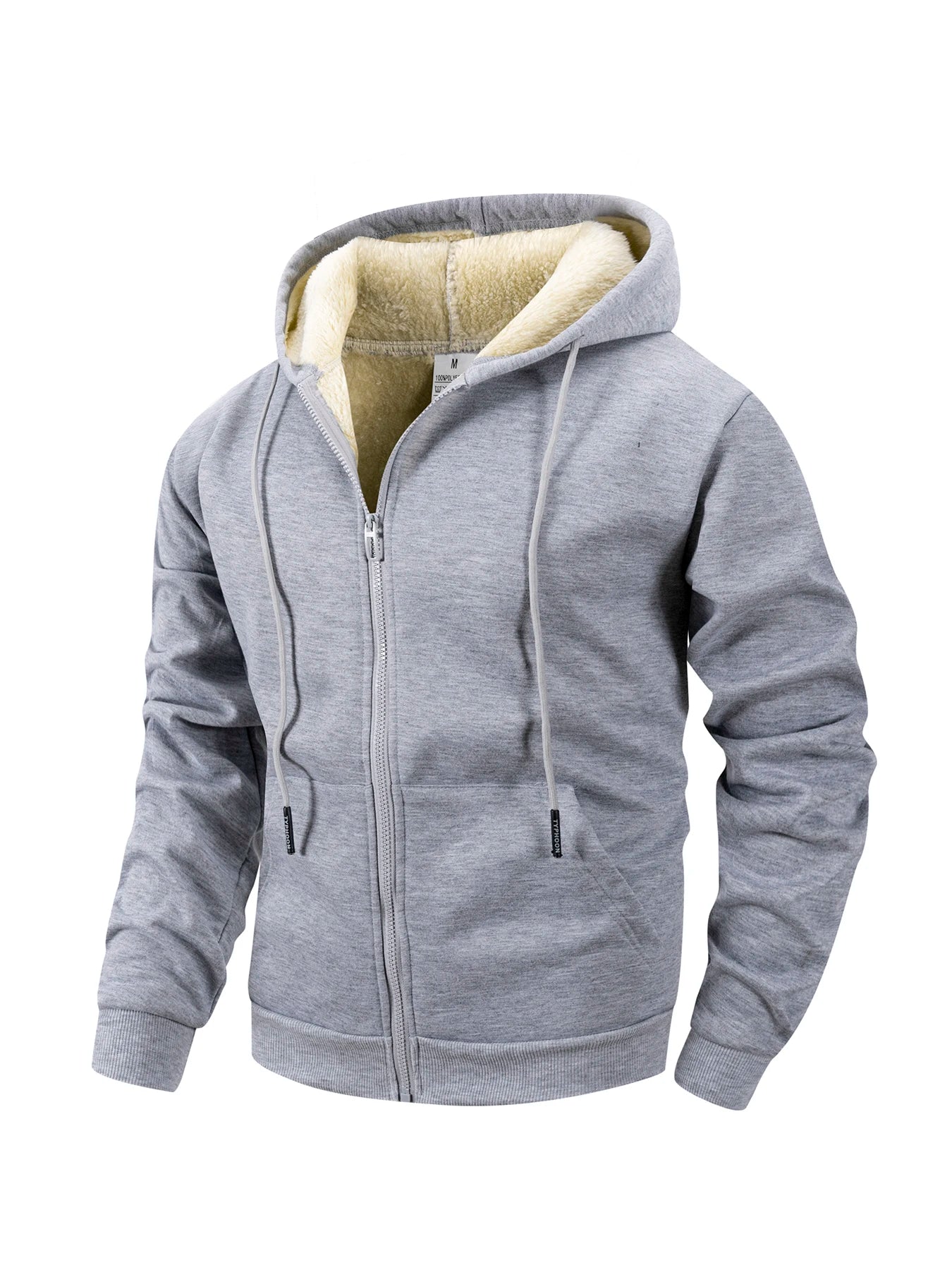 JUMPER Winter Men's Zipper Jacket Fleece Warm Windproof Hoodies Heavyweight Cardigan Casual Sports Long Sleeve Sweatshirts Hooded Coat