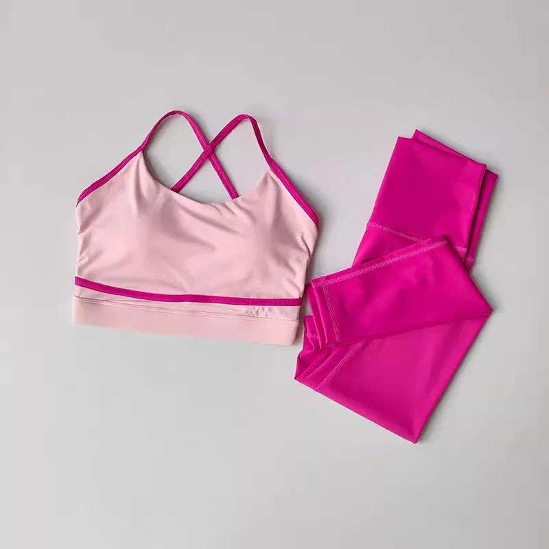 Legging Women's Yoga Set Workout Set 2 Piece High Waist Yoga Leggings Sports Bra Gym Suit Activewear Sports Fitness Set Sports Suit