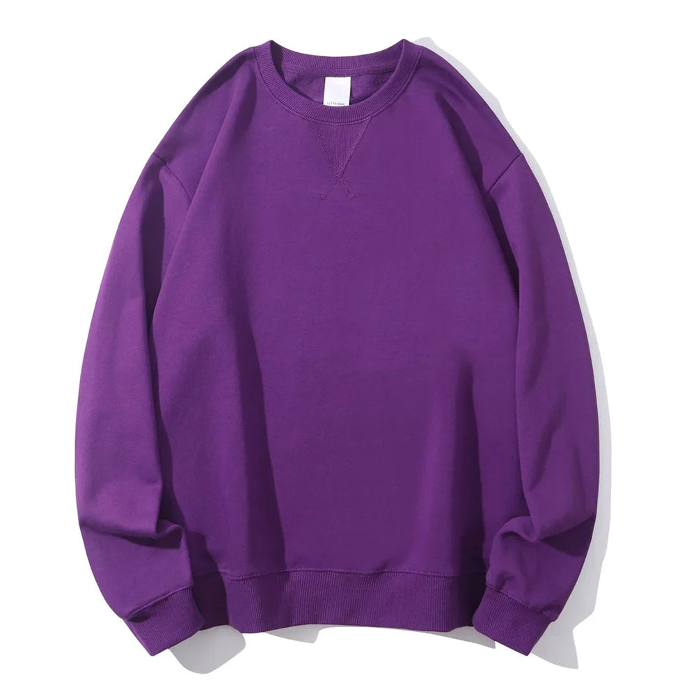 JUMPER Tight Match Heavy Inverted Triangle Loose Versatile Solid Cotton Vintage Autum Winter Long Sleeve Round Neck Sweater