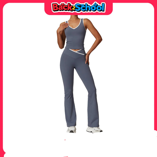 Legging Yoga Set 2 Pieces Workout Outfits Fitness Sportswear Gym Tracksuit High Waist Leggings Sports Bra Athletic Wear Women Clothes
