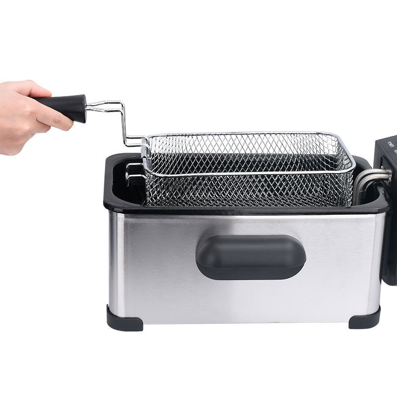 Cross-border home 3L fryer French fries chicken wings fried chicken adjustable temperature single sieve visual window single sieve electric fryer