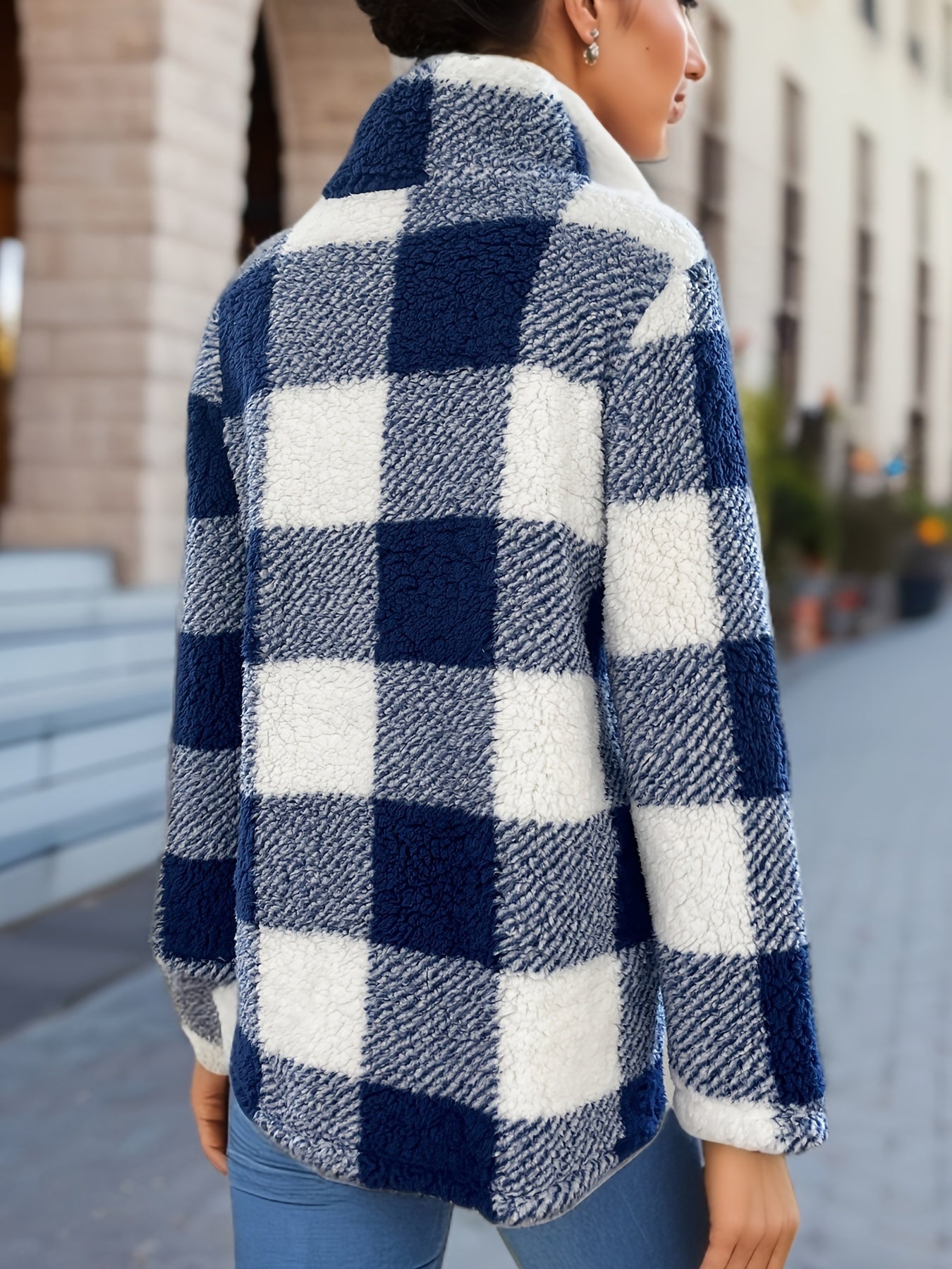 Fashion New Casual Plaid Fuzzy Sweatshirt