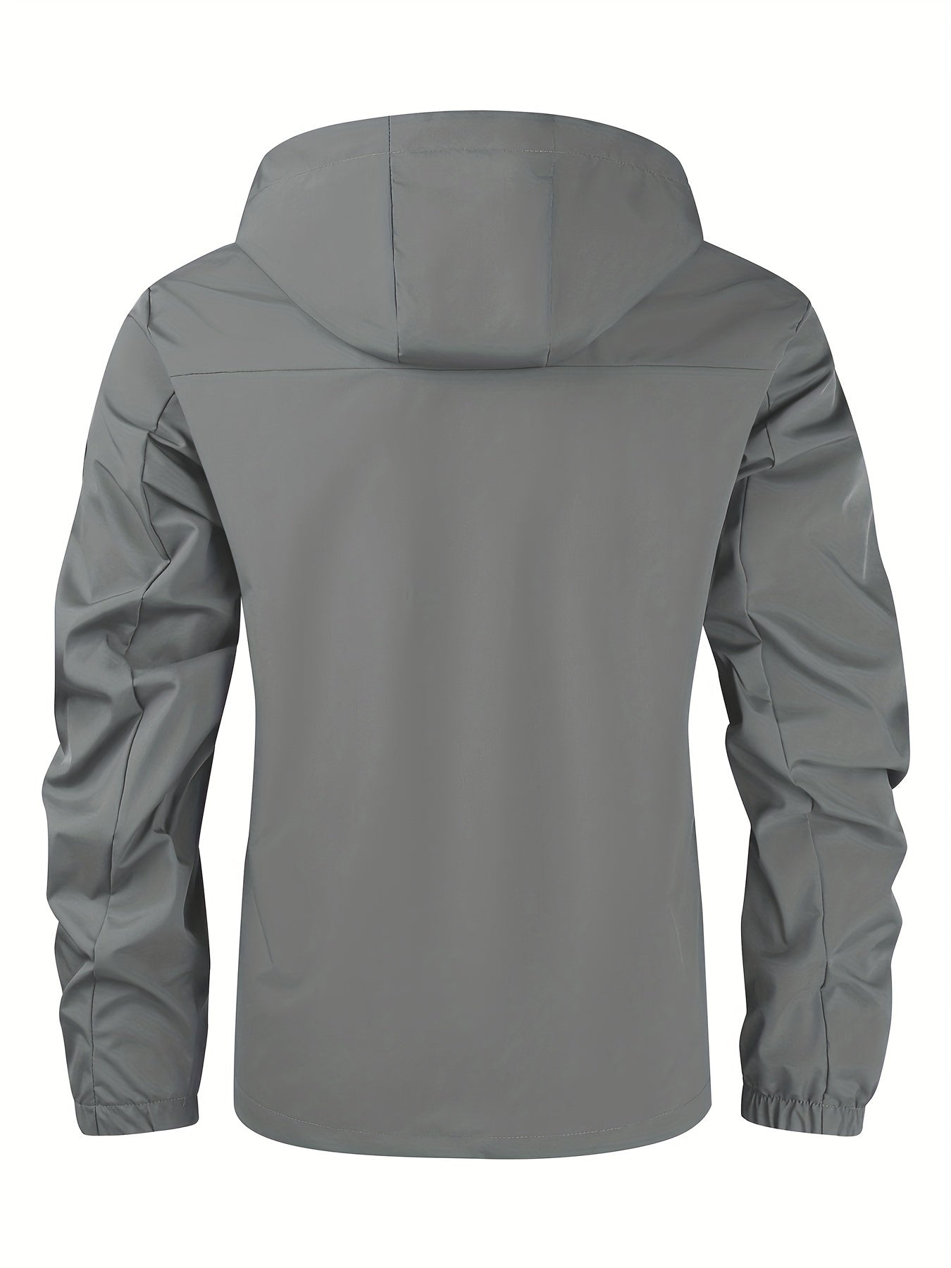 [Popular Choice, Windbreaker Jacket] Lightweight Polyester Men's Casual Windbreaker Jacket - Hooded with Zipper Pockets, Elastic Cuffs & Hem, Machine Washable for Spring & Fall Outdoor Activities