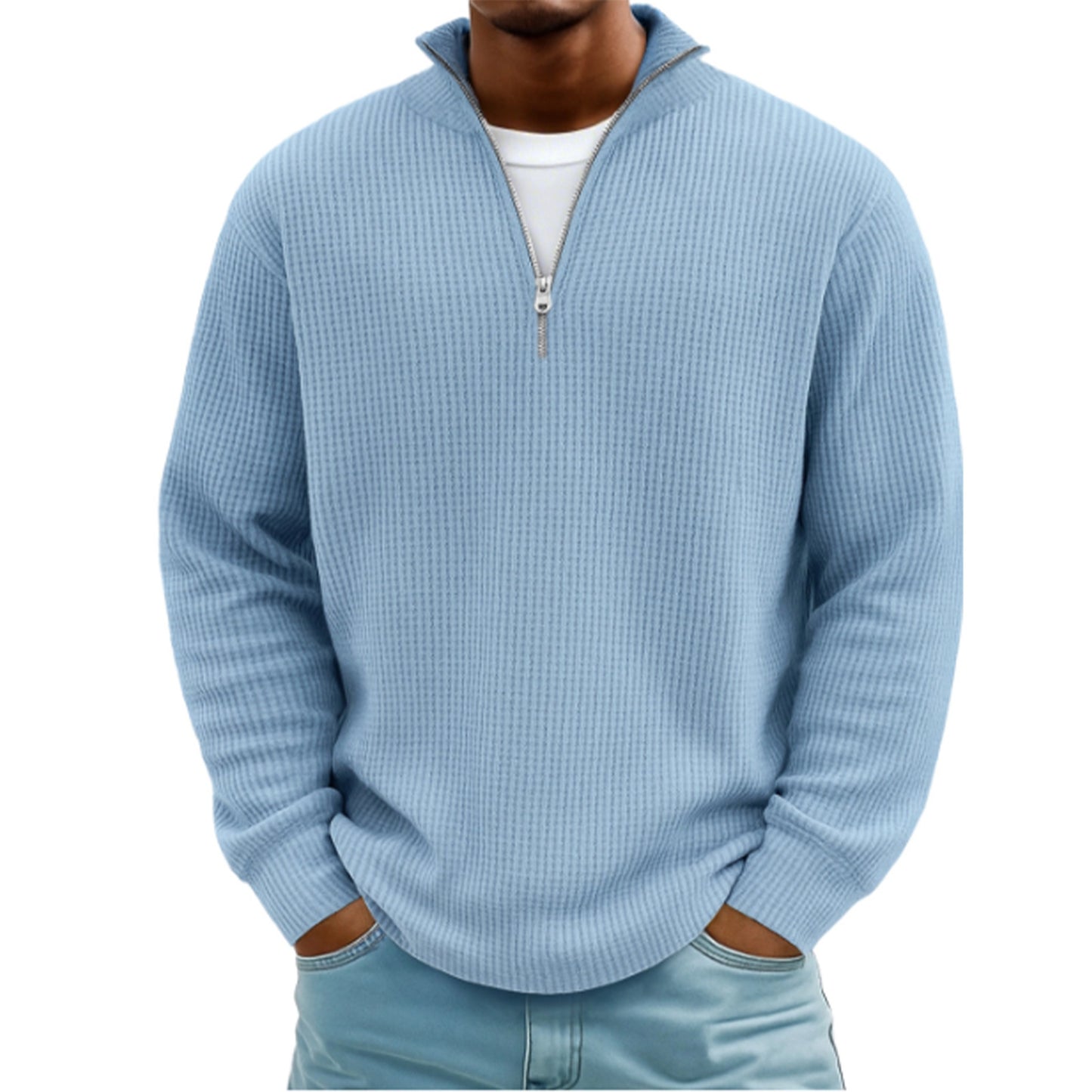 Men's Hoodie Waffle Knit Pullover