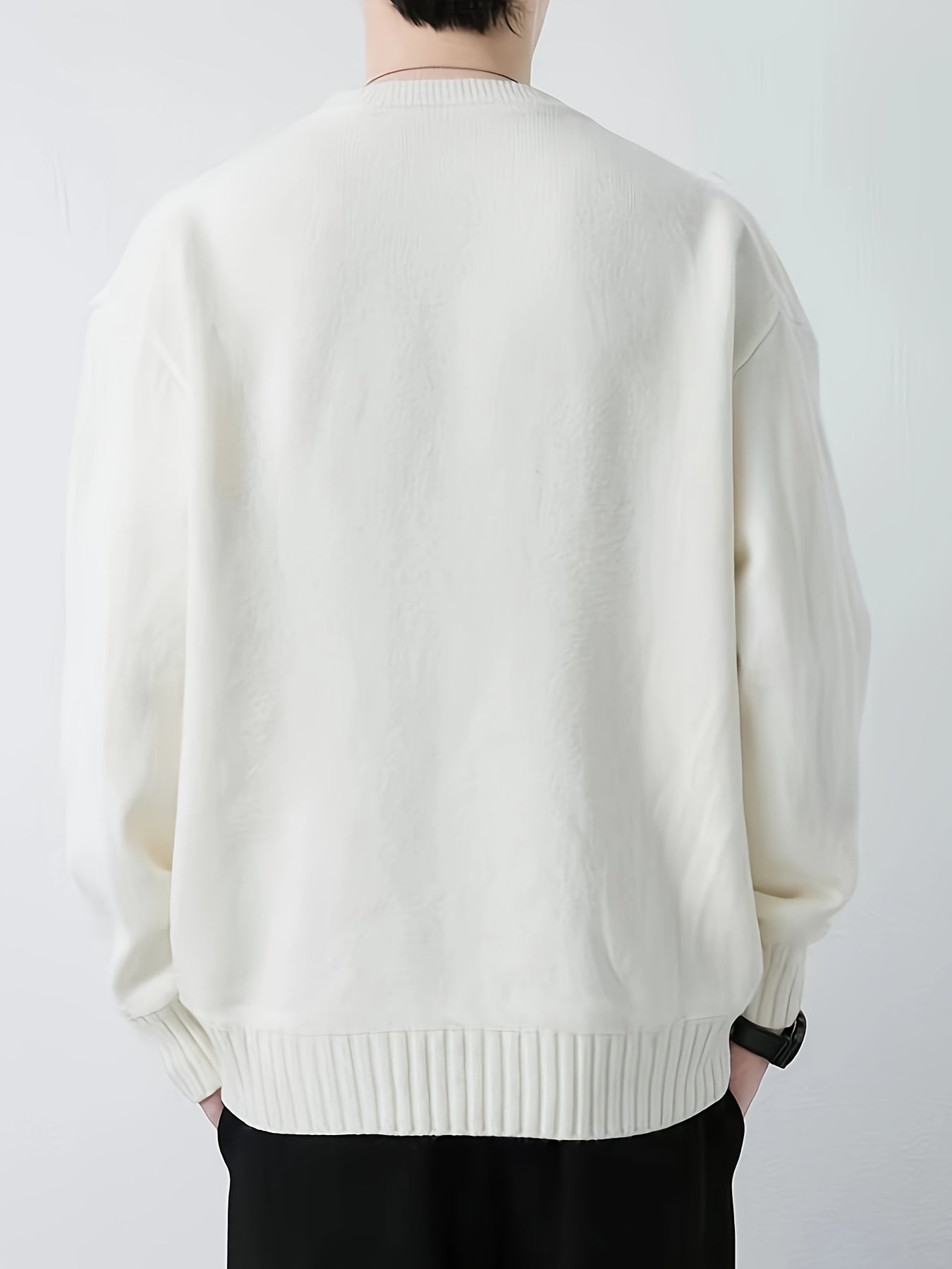 Cozy Knit Crew Neck Sweater - Soft, Warm, and Stretchy for Men - Perfect for Fall and Winter Casual Wear