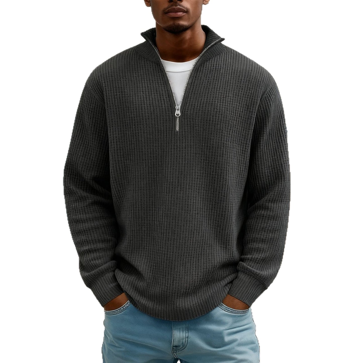 Men's Hoodie Waffle Knit Pullover