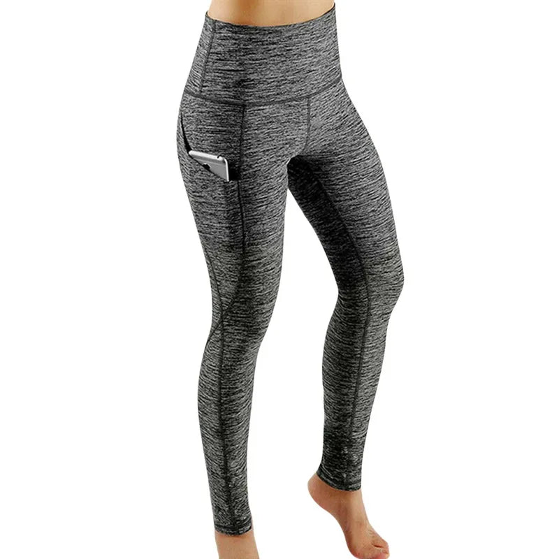 Leggings Winter Tummy Control Solid Color High Waist Women Fitness Leggings Push Up Pockets Butt Lift Yoga Pants Sport Running Woman Pant