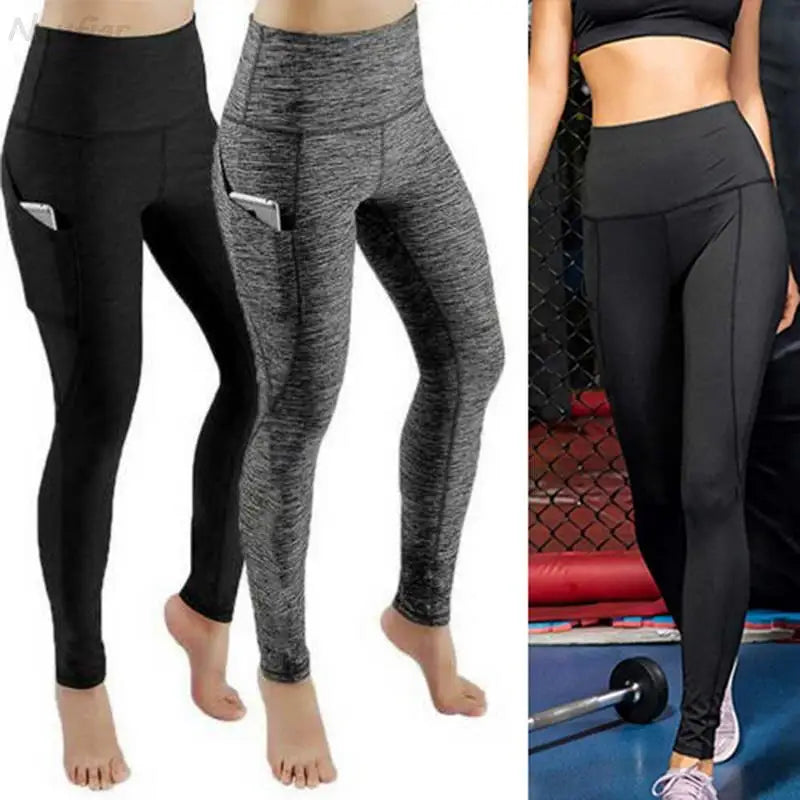 Leggings Winter Tummy Control Solid Color High Waist Women Fitness Leggings Push Up Pockets Butt Lift Yoga Pants Sport Running Woman Pant