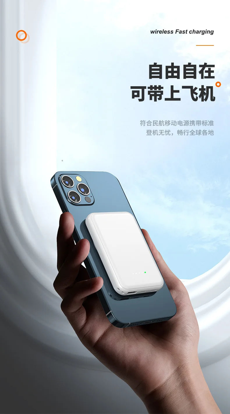New Mini Magnetic Suction Wireless 10000mA High Capacity LED Display Type-C 5W Charging Compact Thin Universal Mobile