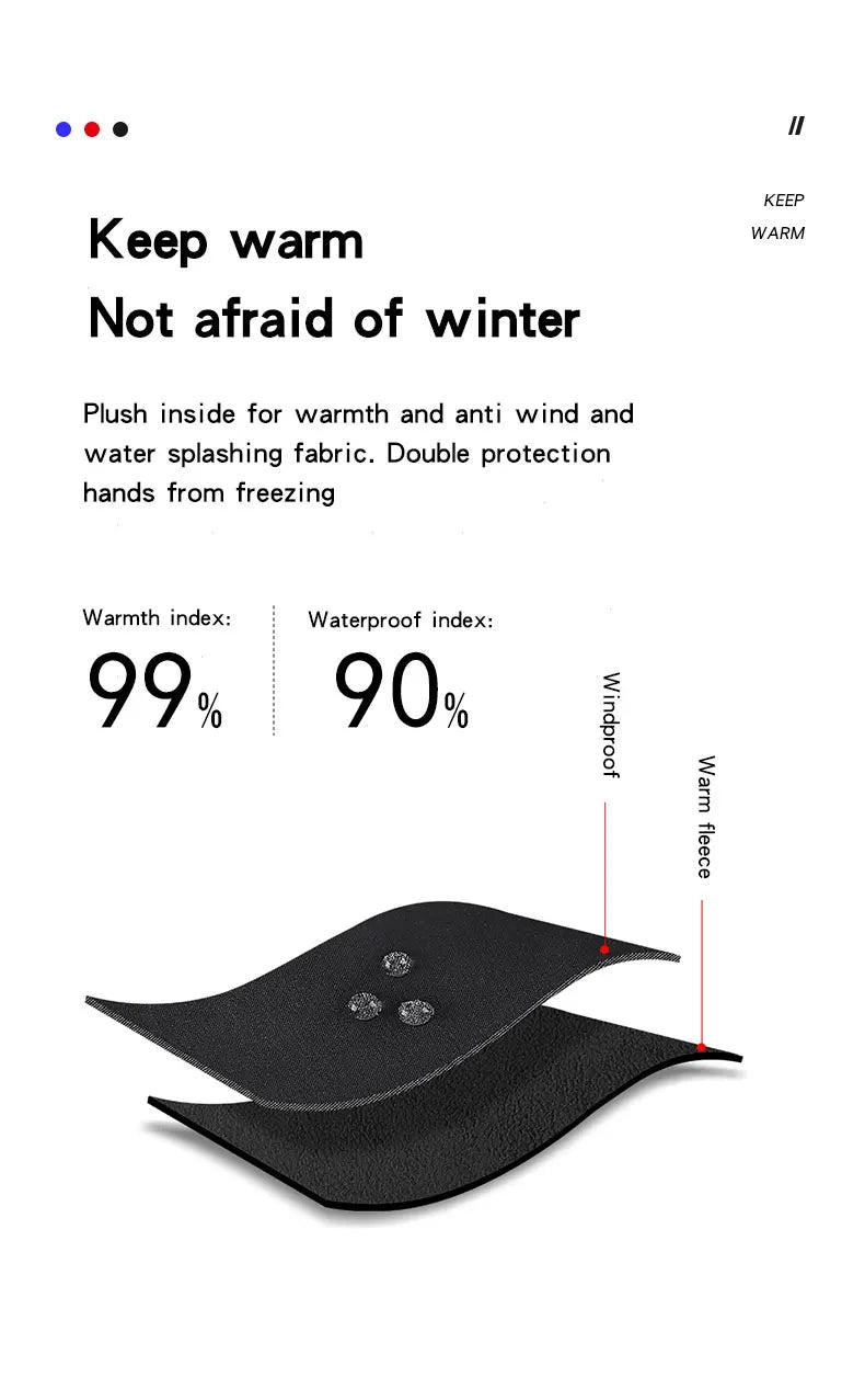 Cycling Gloves Winter Takeaway Fishing Leak Two-Finger Outdoor Windproof Zipper Touch Screen Plus Velvet Thick Gloves