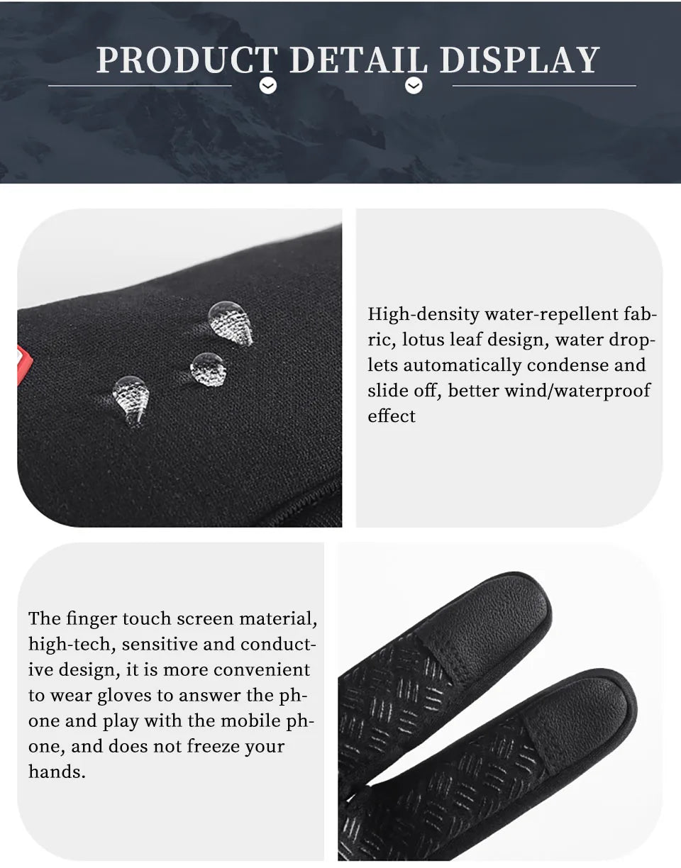 Touchscreen Winter Thermal Warm Cycling Bicycle Gloves Bike Ski Outdoor Camping Hiking Motorcycle Gloves Sports Full Finger