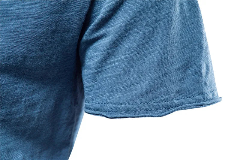 Men Short Sleeve Cotton Men T-shirt V-neck Fashion Design Slim Fit Soild T-shirts Male Tops Tees Short Sleeve T Shirt O-neck For Men