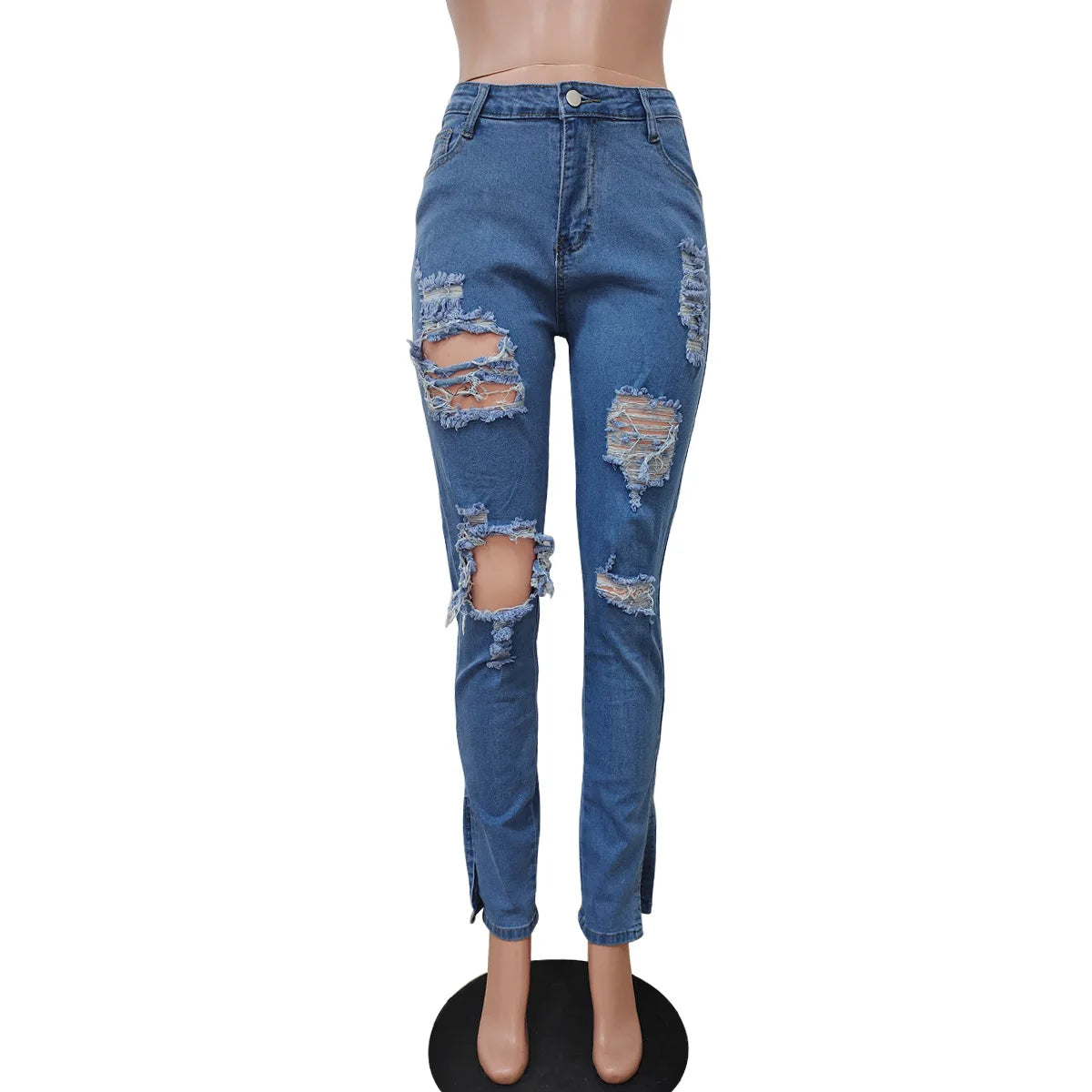 Plus Size Fashion Women's New Ripped Skinny Jeans