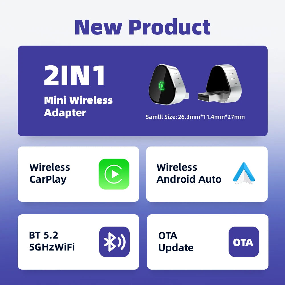 Keykeer New Super Mini Smart Adapter Wireless Dongle Android Auto Carplay Android Auto Carplay Adapter Media Play