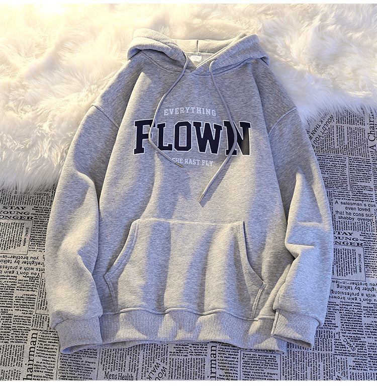 Sweater men's hooded autumn and winter plus velvet thickening trendy men's loose plus size pullover student couple jacket