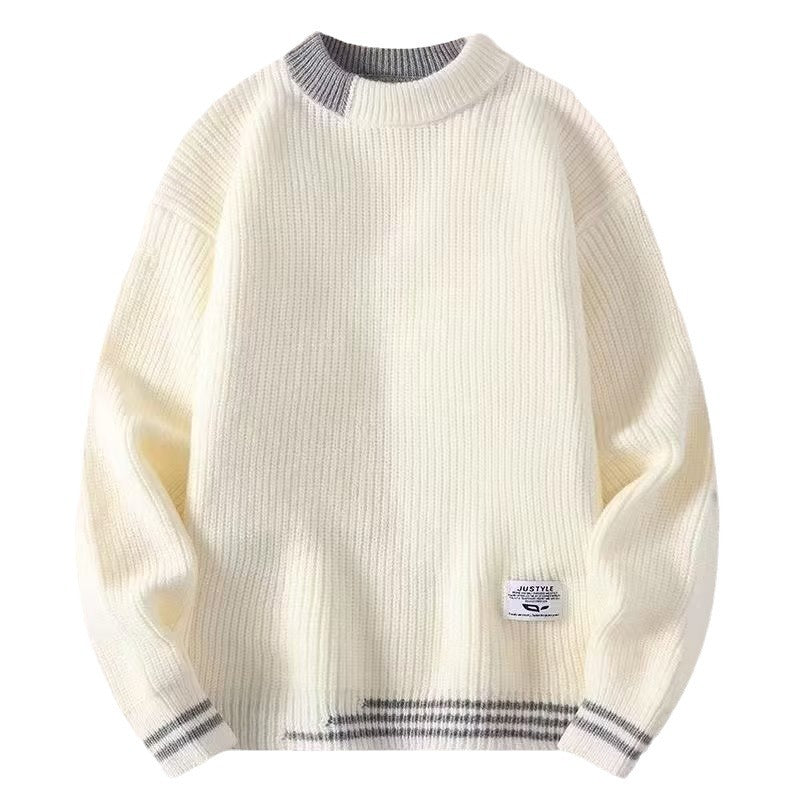 Sweater men's loose and lazy style, high-quality student jacket, winter thickened Japanese retro inner with men's knitwear