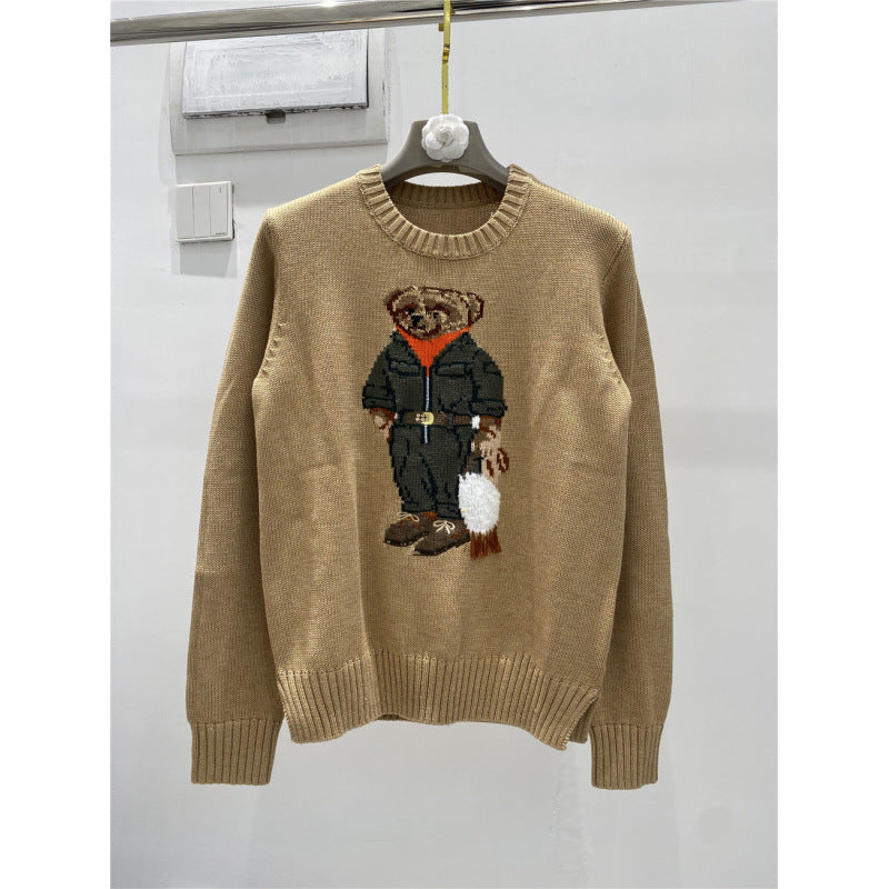 Cartoon Bear Letter Knit Sweater