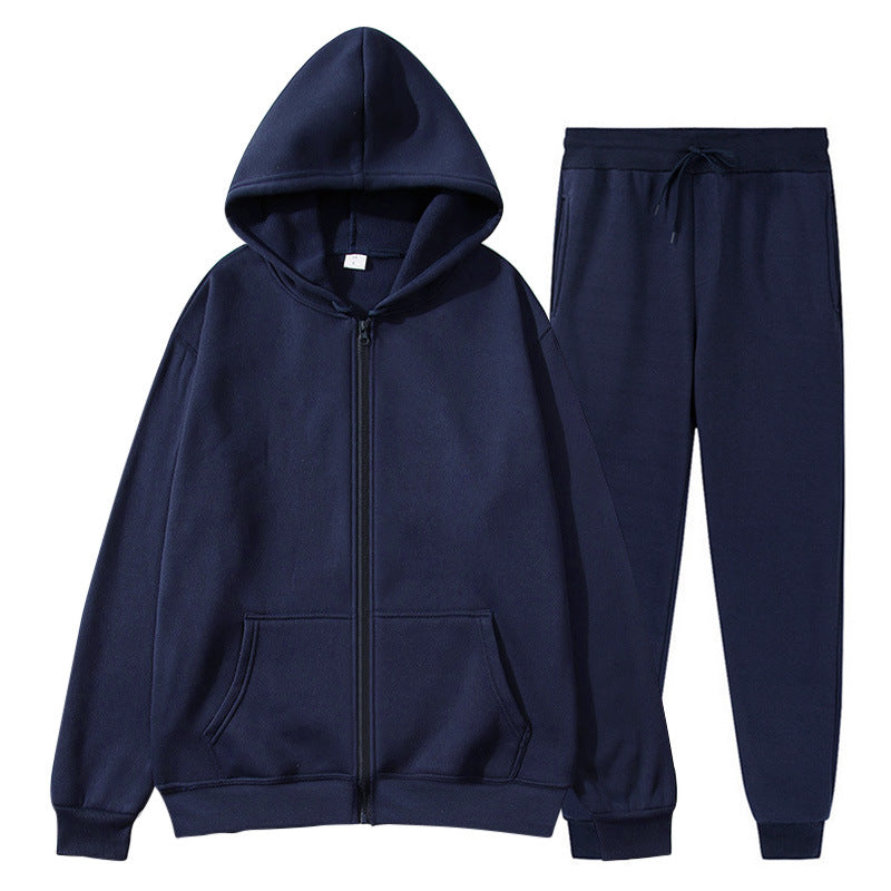 Jacket, comfortable autumn/winter men's zipper-lined fleece sports sweatshirt set, men's round hat with coat
