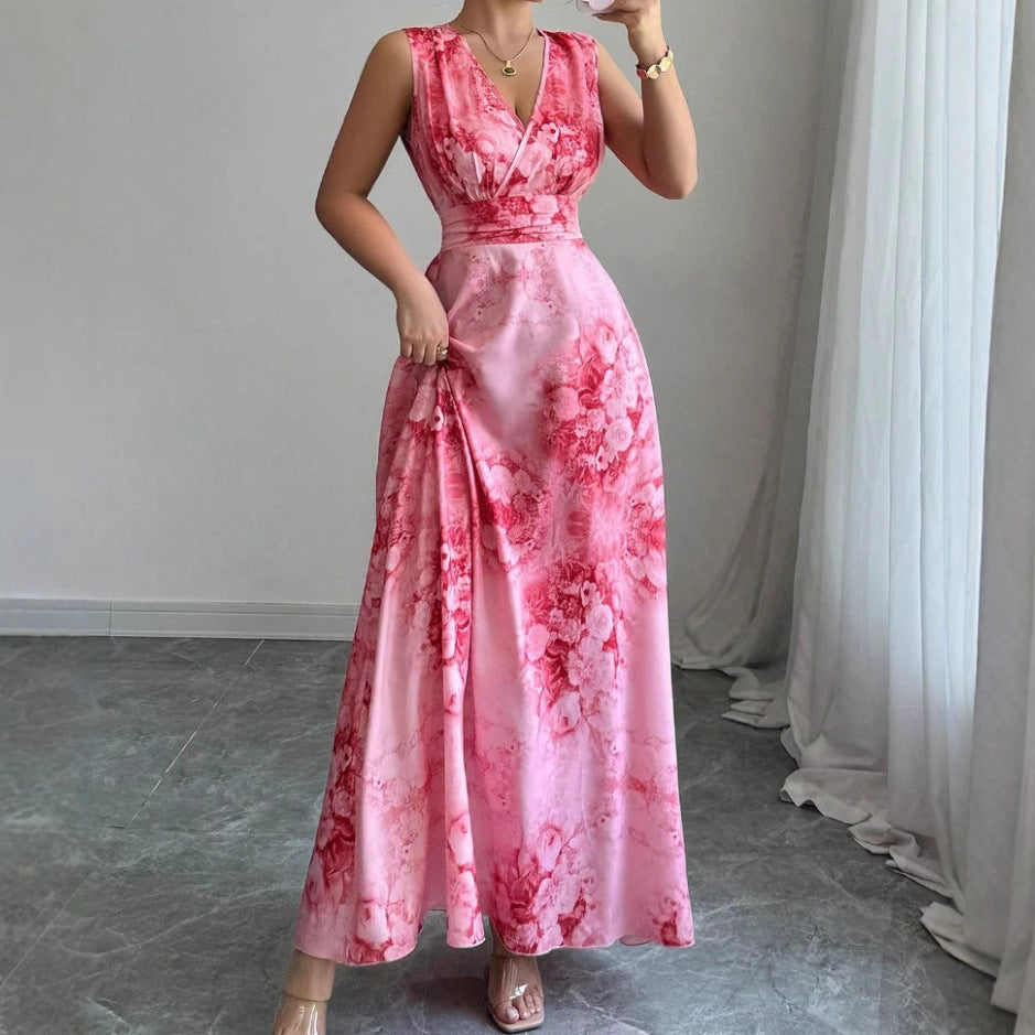 Beach skirt, bohemian long skirt, coat, women's summer 2025 new waist slimming seaside resort dress