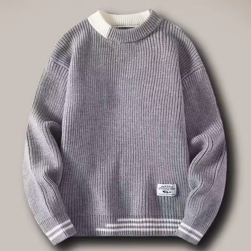 Sweater men's loose and lazy style, high-quality student jacket, winter thickened Japanese retro inner with men's knitwear