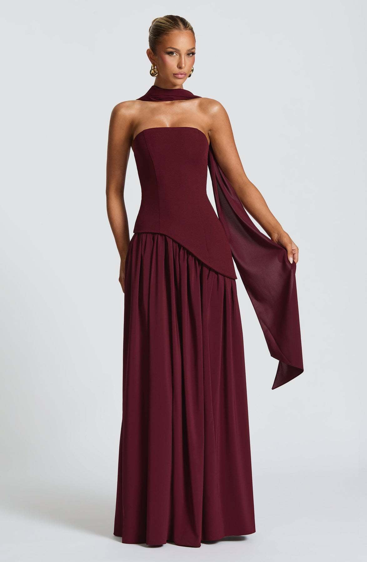 European and American cross-border women's bandeau solid color slit dress fashion sexy backless high slit long skirt new style
