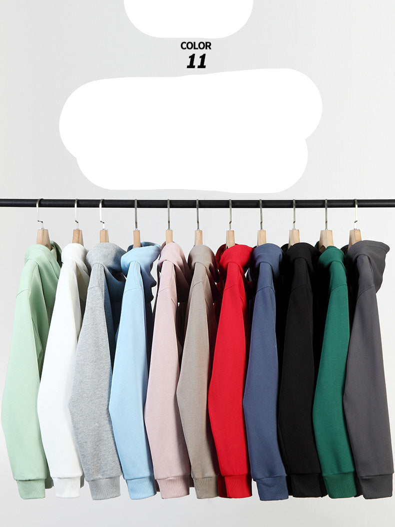 hooded sweatshirt for men and women with the same autumn and winter long sleeve composite large hoodie solid color Korean version of the trendy student jacket