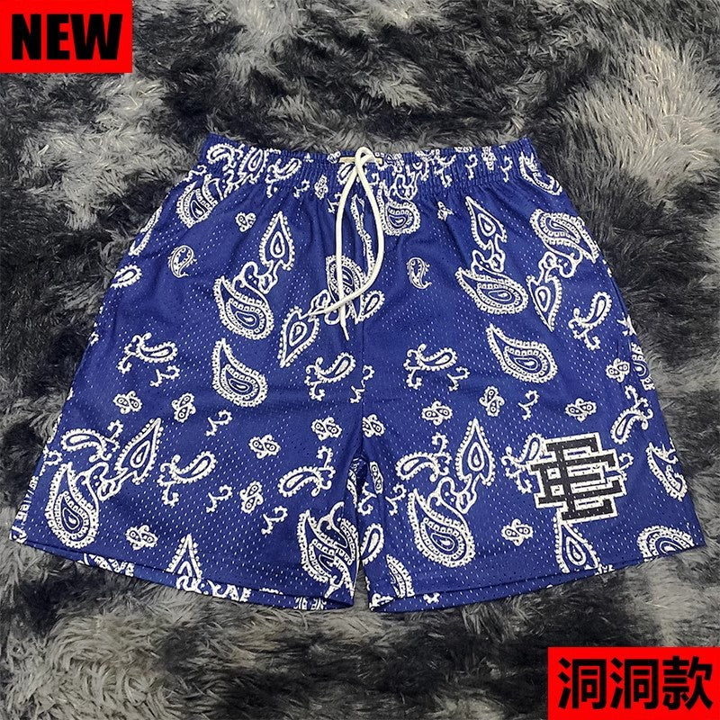 New American Shorts, Casual Shorts, Fitness Men's Muscle Sports, Cropped Pants, Tide Beach Pants, Mesh Breathable Shorts