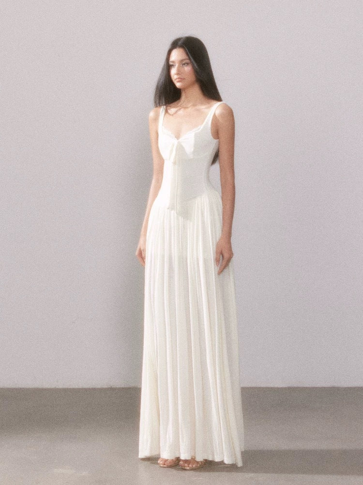 Morning Mist Inspired Muse Coat French Lace Knit Suspender Slit Dress