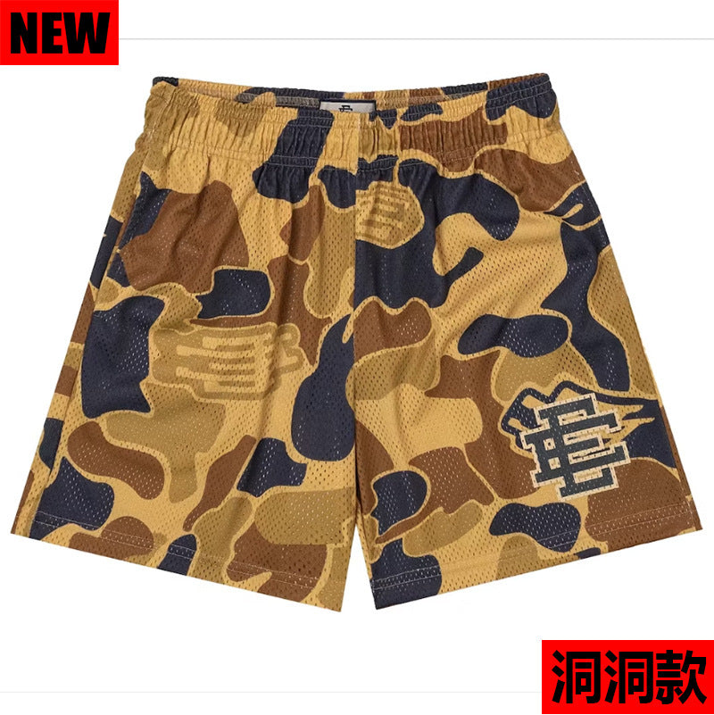 New American Shorts, Casual Shorts, Fitness Men's Muscle Sports, Cropped Pants, Tide Beach Pants, Mesh Breathable Shorts