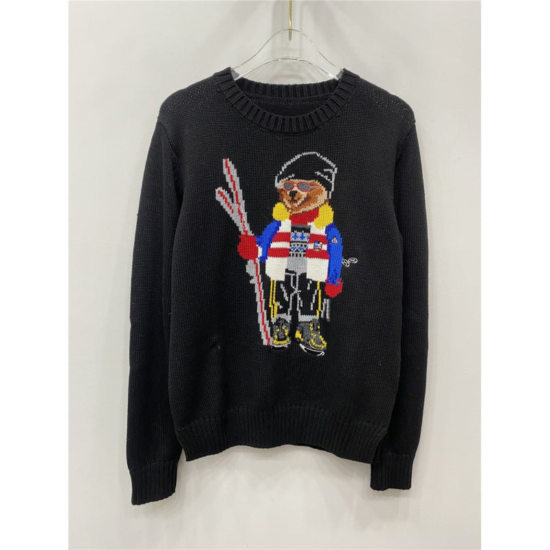 Cartoon Bear Letter Knit Sweater