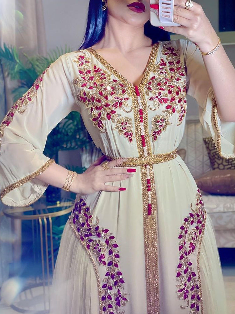 Spring Summer New Women's Ebay Independent Station Sexy Chiffon Embroidered Belt Dress