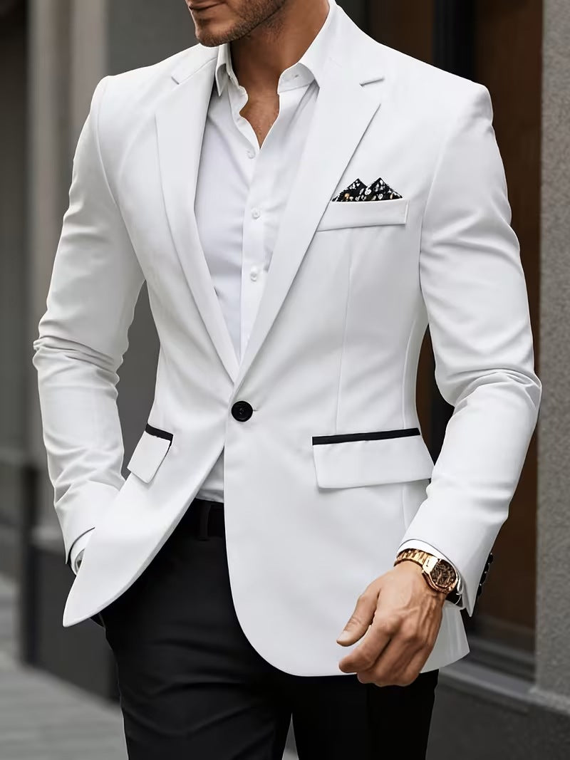 Euro code 2026 cross-border foreign trade single-breasted solid color blazer men's casual slim fit, patchwork suit top men