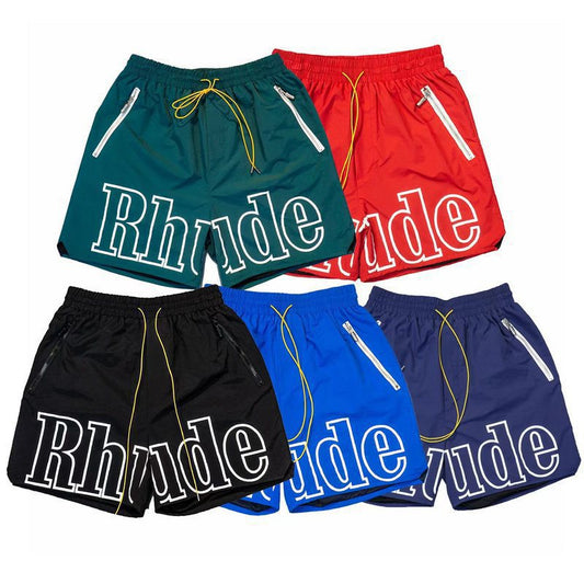 Cross-border foreign trade trendy brand RHUDE letter 3M reflective casual sports shorts for men and women American high street beach pants