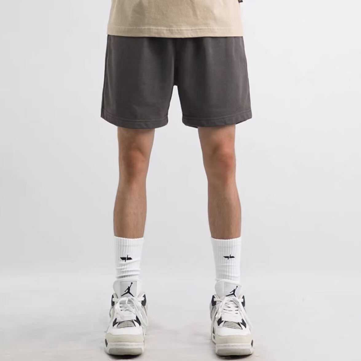 American cotton retro sports shorts, men's loose trend, versatile straight-leg casual cropped pants, beach pants