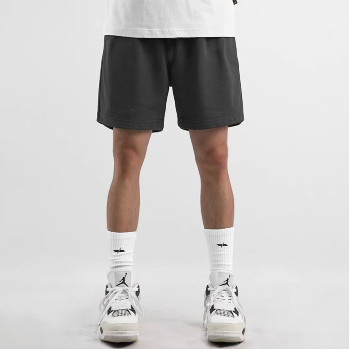 American cotton retro sports shorts, men's loose trend, versatile straight-leg casual cropped pants, beach pants