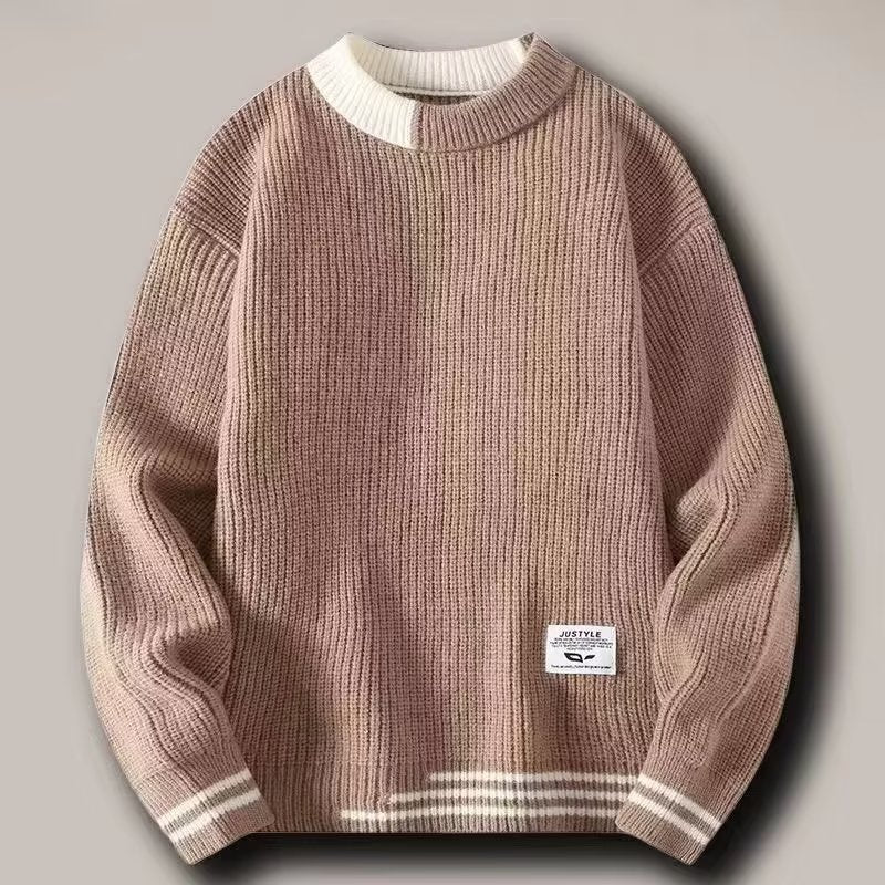 Sweater men's loose and lazy style, high-quality student jacket, winter thickened Japanese retro inner with men's knitwear