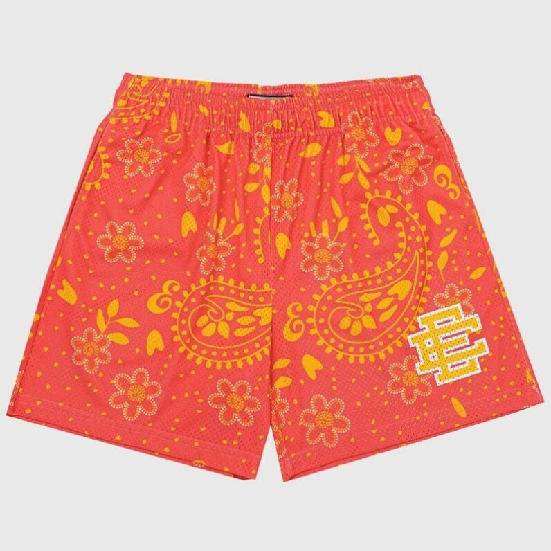 EE print shorts logo sweatpants mesh drawstring American shorts