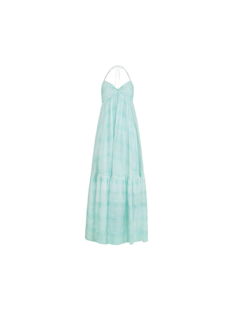 Mint Mambo seaside resort atmosphere, beach skirt design, halterneck dress, fairy temperament, large swing skirt