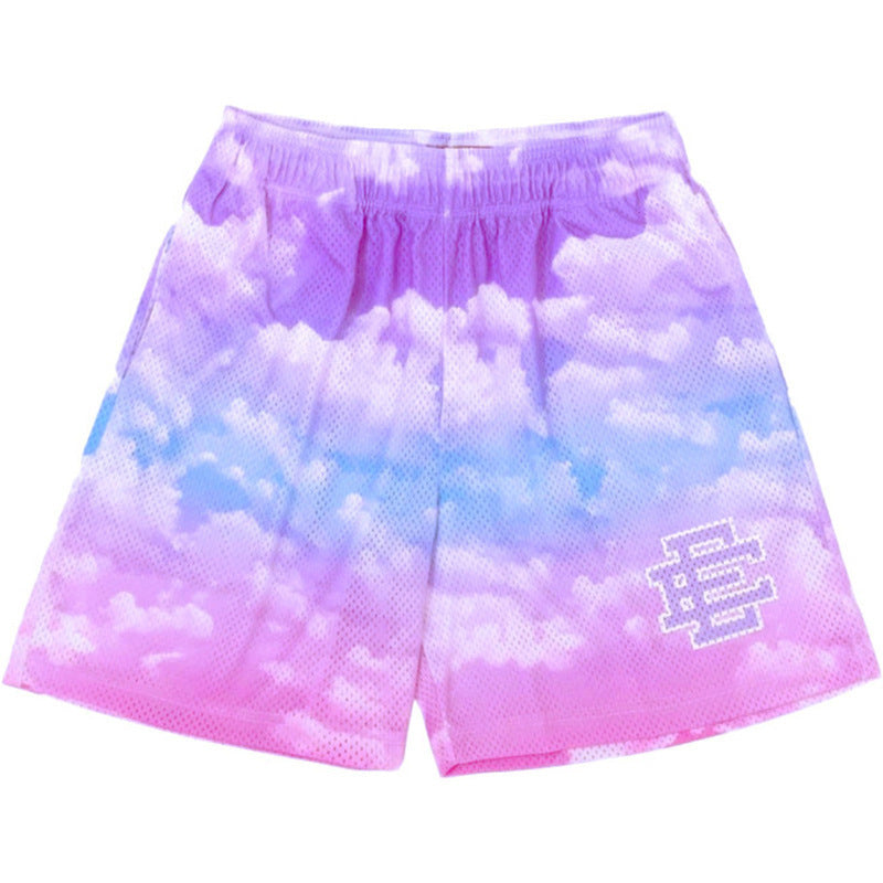 New American Shorts, Casual Shorts, Fitness Men's Muscle Sports, Cropped Pants, Tide Beach Pants, Mesh Breathable Shorts