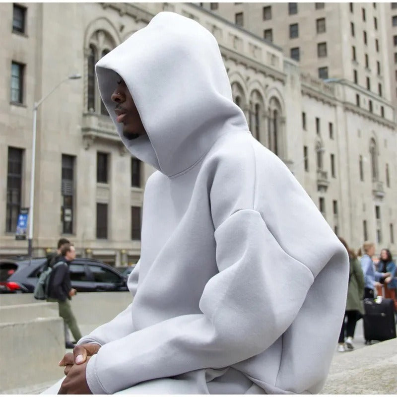 Cross-border Kanye has the same trendy brand high street loose fleece hooded sweatshirt loose drawstring sweatpants set for men and women