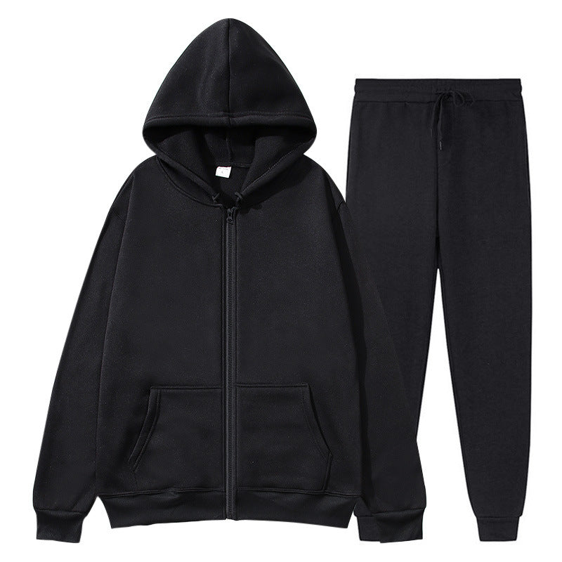 Jacket, comfortable autumn/winter men's zipper-lined fleece sports sweatshirt set, men's round hat with coat