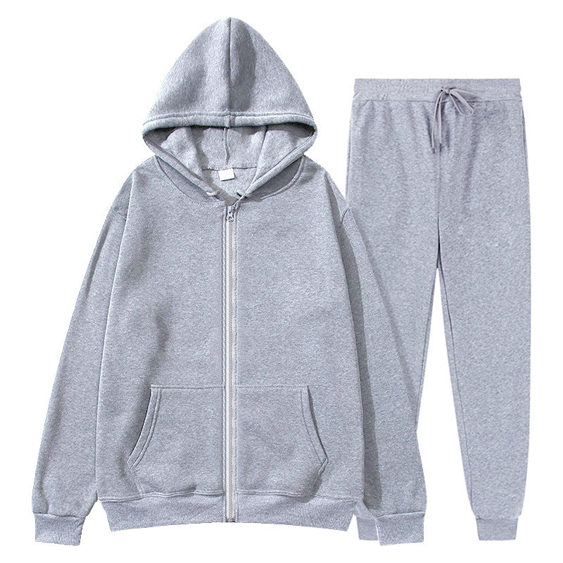 Jacket, comfortable autumn/winter men's zipper-lined fleece sports sweatshirt set, men's round hat with coat