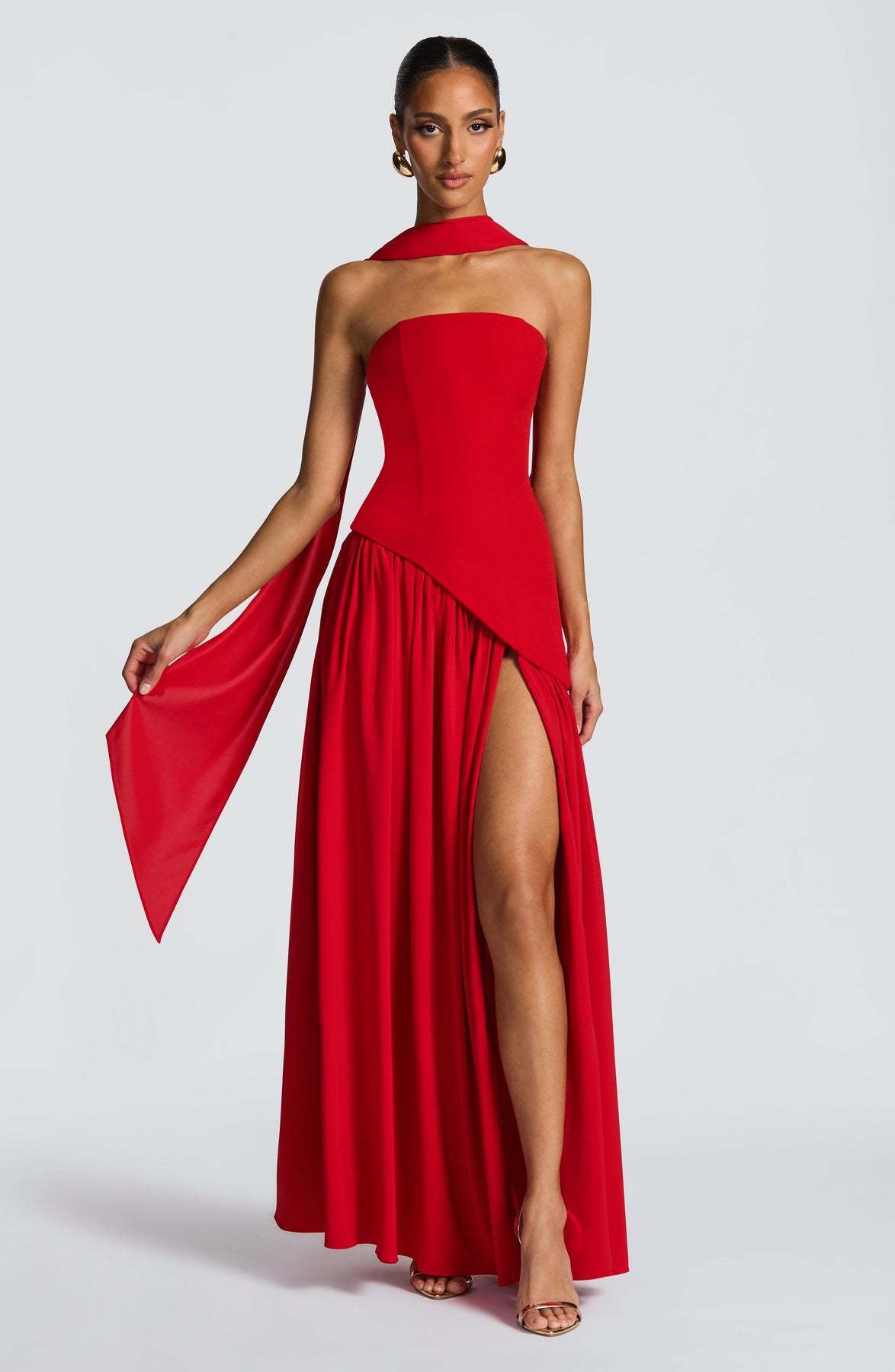European and American cross-border women's bandeau solid color slit dress fashion sexy backless high slit long skirt new style