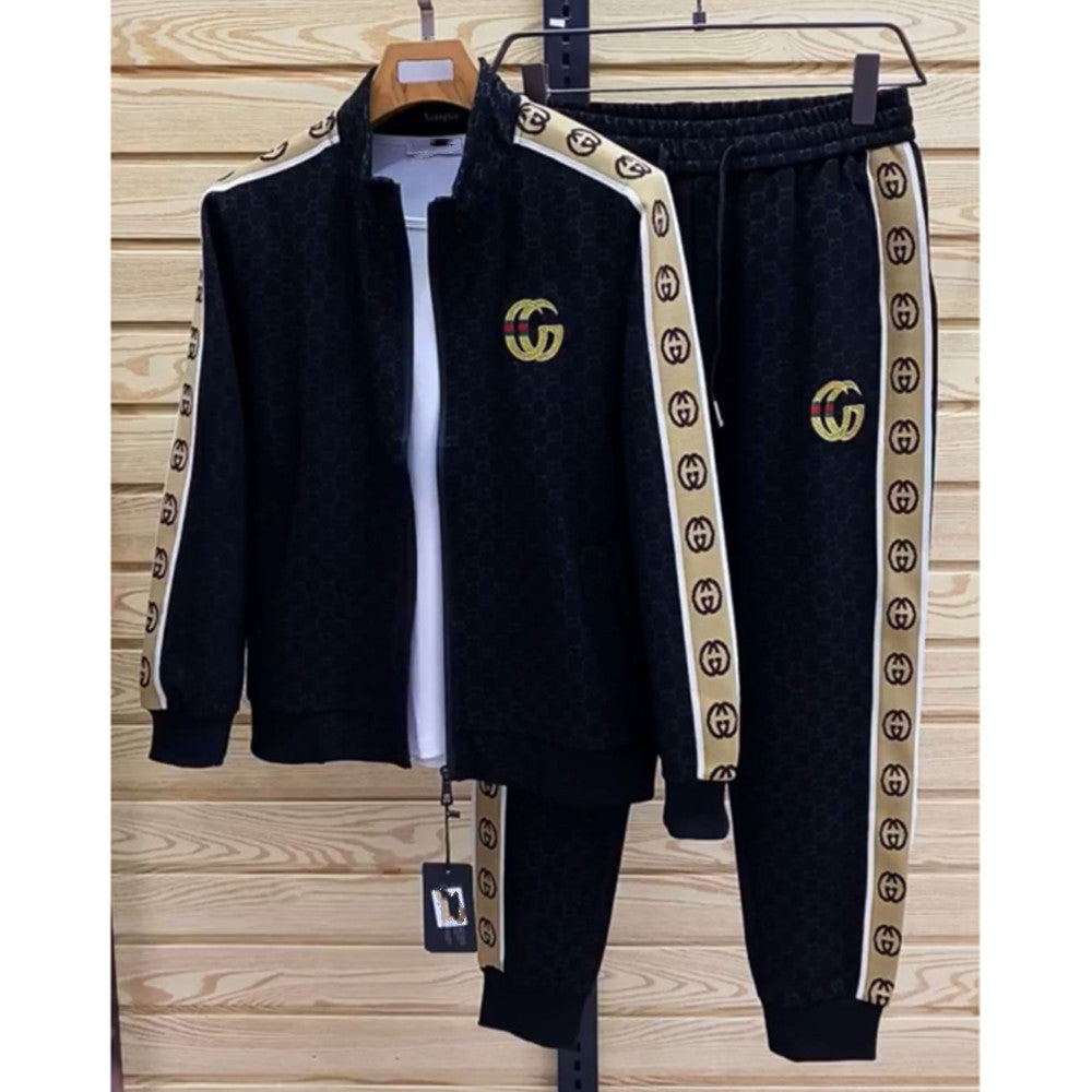 Spring and Autumn New Athleisure Two-Piece Men's Stand Collar Cardigan Jacket Long Sleeve Fashion Trend Pants Suit Trend