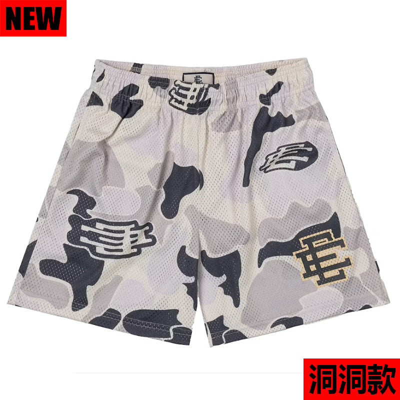 New American Shorts, Casual Shorts, Fitness Men's Muscle Sports, Cropped Pants, Tide Beach Pants, Mesh Breathable Shorts