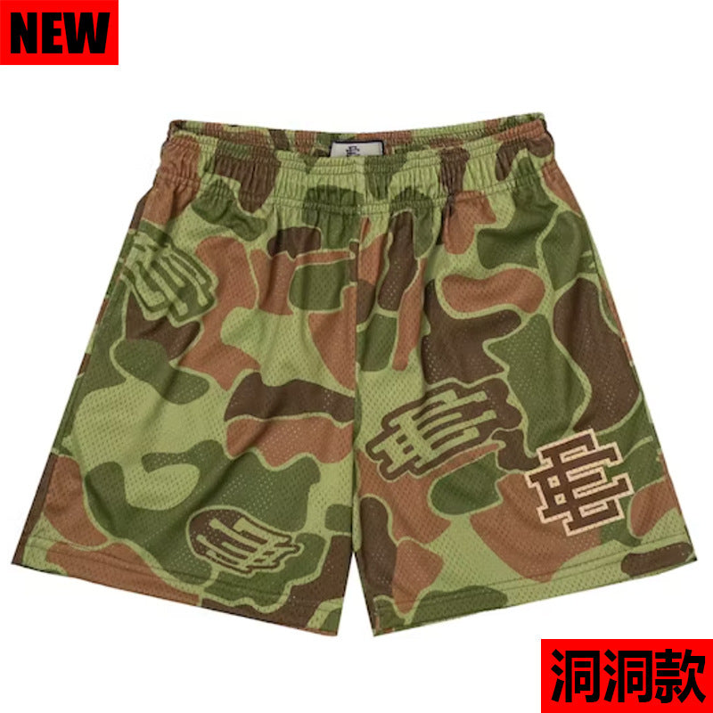 New American Shorts, Casual Shorts, Fitness Men's Muscle Sports, Cropped Pants, Tide Beach Pants, Mesh Breathable Shorts