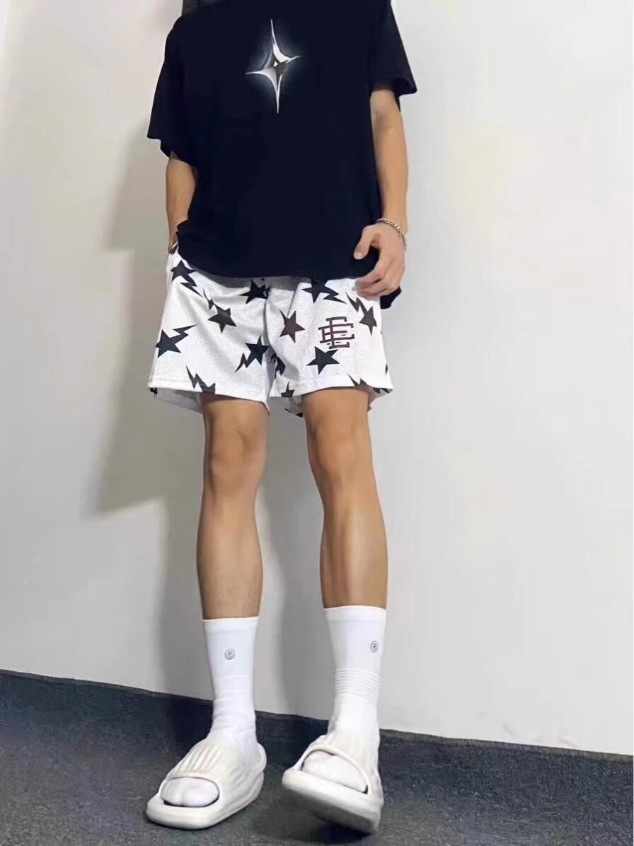 EE print shorts logo sweatpants mesh drawstring American shorts