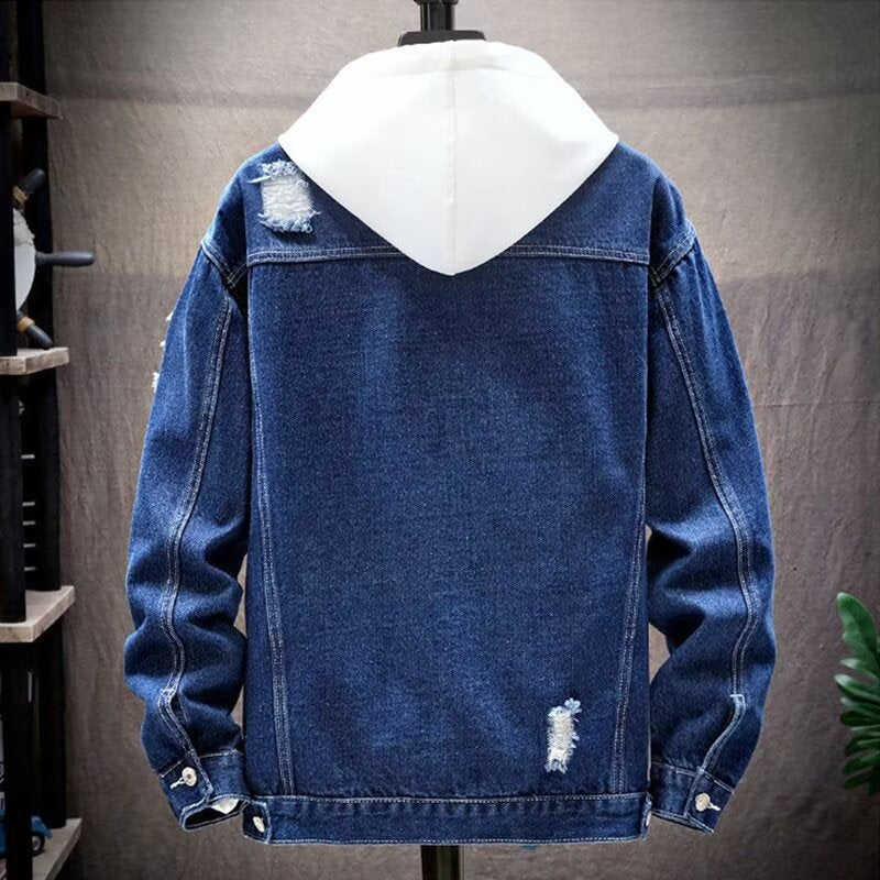 Street ruffian denim jacket male Internet celebrity new Korean version of the trend Spring and Autumn loose fashion brand cargo jacket men's top